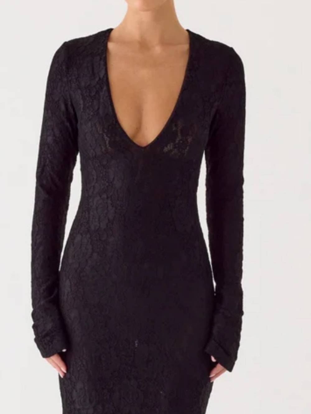 NWT Peppermayo Astoria Long Sleeve Lace Maxi Dress Black - Picture 3 of 14